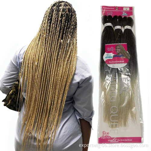 Free Sample 3X Extensions Crochet for African Hair Expression Ombre Braids Easy Braid Pre Stretched Synthetic Braiding Hair